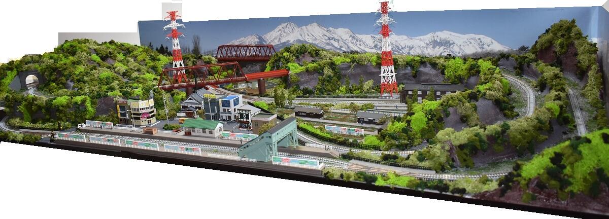 鉄道模型ジオラマレイアウトNゲージ用 単線 183cm×92cm 田舎の風景●注文製作●183x92−2