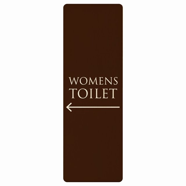 トイレ プレート 木製 WOMENS 文字タイプ ブラウン ナチュラル 左 矢印 長方形 縦書き 4x12cm 6x18cm 9..