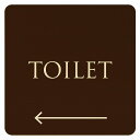 27x27cm トイレ 御手洗 TOILET トイレマーク ブラウン ナチュラル TOILET 左 矢印 文字タイプ ピクトサイン 木製ドアサイン ドアプレート インテリア 施設 案内