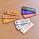 TOILET プレート マーク 木製ドアサイン 木製 プレート カラープリント レトロ風 長方形 10x3.5cm インテリア ピクトサイン