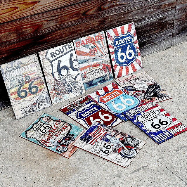 ルート66 Route 66 Jタイプ アメリカンスタイル 木製パネル 200x270mm ビンテージ アメカジ アメリカ雑貨 木製 ロードプレート インテリア 看板 サインボード サインプレー ウッドパネル [2]