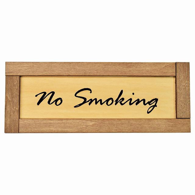 禁煙 No Smoking 木枠付き 木製プレート Bタイプ サインプレート ドアプレート 長方形 おしゃれ かっこ..