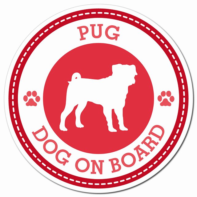 PUG パグ レッド 肉球 カーサイン 車 マグネットステッカー 犬 マグネット 強力 直径13cm