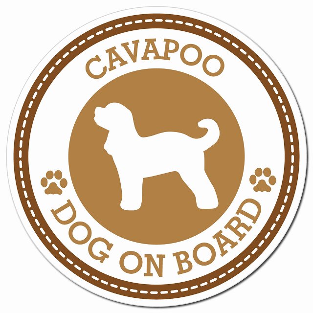 CAVAPOO キャバプー ブラウン 肉球 カーサイン 車 マグネットステッカー 犬 マグネット 強力 直径13cm 丸型 おしゃれ かわいい ドラレコステッカー 安全対策 危険運転 煽り運転 アニマル 動物 犬種別 屋外 防水 屋内 肉球マーク