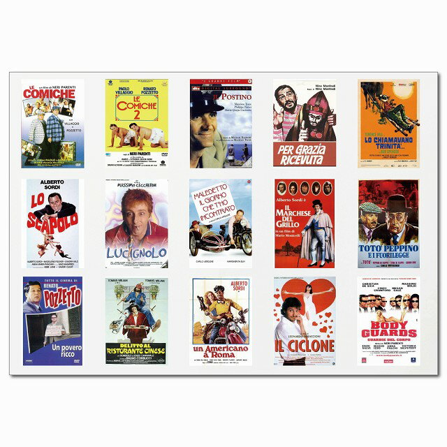 イタリアンヴィンテージムービーポスター・Fグループ A4ステッカー 15柄 シール コラージュ 素材 映画 ポスター イタリアンコメディ 西部劇 1970年代 日本製