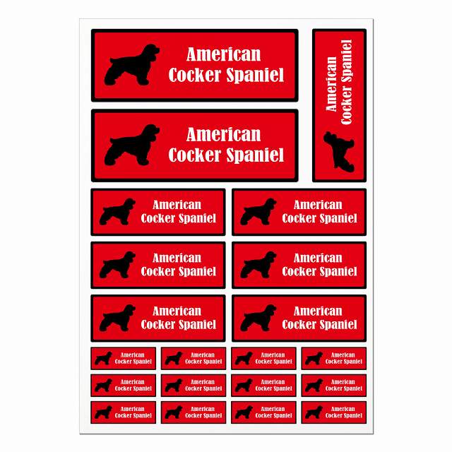 ドッグ ステッカー アメリカンコッカースパニエル レッド＆ブラック A4サイズ まとめて詰め合わせ サイ..