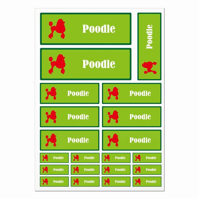 ドッグ ステッカー プードル ライトグリーン＆グリーン A4サイズ まとめて詰め合わせ サイズ別 長方形 21枚セット 犬種別 シール カーステッカー 愛犬 キャンプ 持ち物 ドッグフード用 屋外 屋内 防水 かわいい おしゃれ(3)