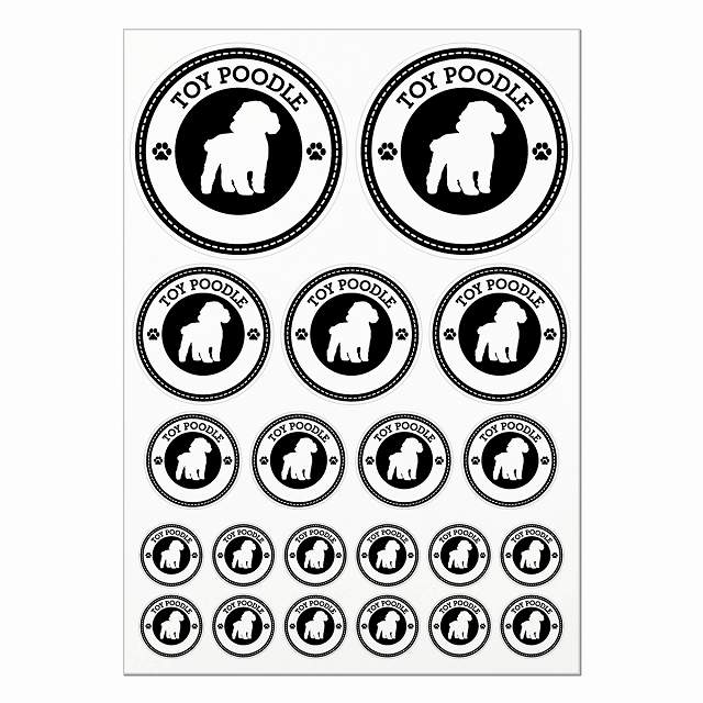 ドッグ ステッカー トイプードル ブラック A4サイズ まとめて詰め合わせ 丸タイプ サイズ別 21枚セット 犬種別 シール カーステッカー 愛犬 キャンプ 持...