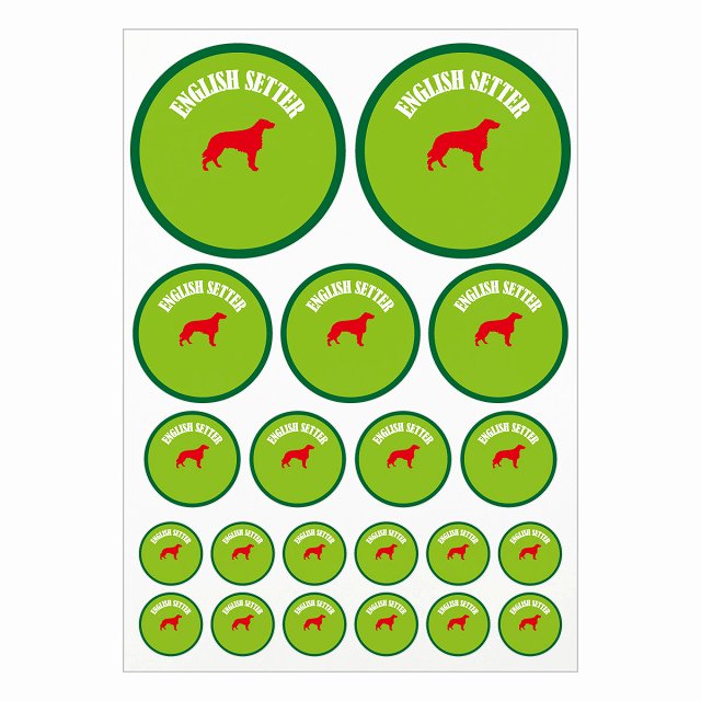 ドッグ ステッカー カラフル イングリッシュセター ライトグリーン＆グリーン A4サイズ まとめて詰め合..