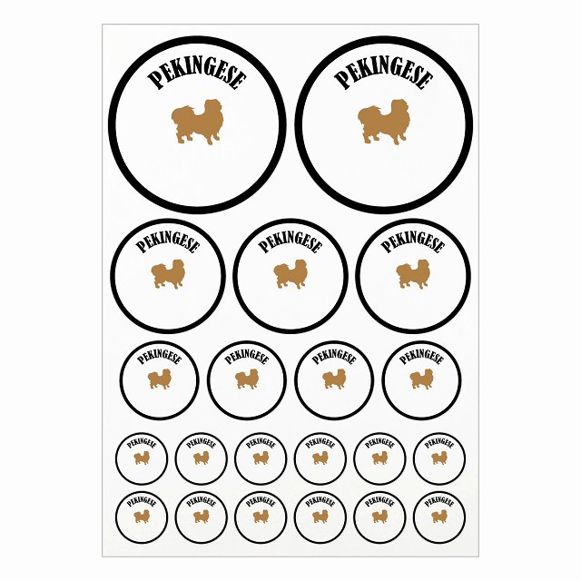 ドッグ ステッカー カラフル ペキニーズ ブラック＆ホワイト A4サイズ まとめて詰め合わせ サイズ別 丸..