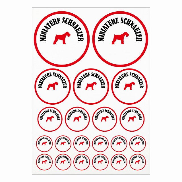 犬種別のステッカーです。ドッグフードの缶や犬小屋、車のリアガラス、給油口に貼ったり、スマホやノートパソコンなどの身の回りのものに貼ったりとたくさん使用用途がございますので是非ご活用ください。 各犬種12色を用意しました。 素材：塩ビ サイズ：A4サイズに合計21枚のステッカーを配置 直径10cmx2枚 直径6.5cmx3枚 直径4.5cmx4枚 直径3cmx12枚 ※取付時、取付箇所をきれいに拭いてください。 ※きれいに貼り付ける方法は貼りつけ箇所に中性洗剤を入れた水を吹きかけ、直後素早くシールを貼り付け、ゴムベラを使ってシールとガラスの間の水抜きを行います。きれいに水抜きを行うには、ゴムベラをガラスの真ん中から外側に向かって動かすのがポイントです。 窓ガラスの上側の水抜きをしてから、最後に下側の水抜きをします。 ※伸びやすい素材ですのできつく引っ張ったりしないでください。