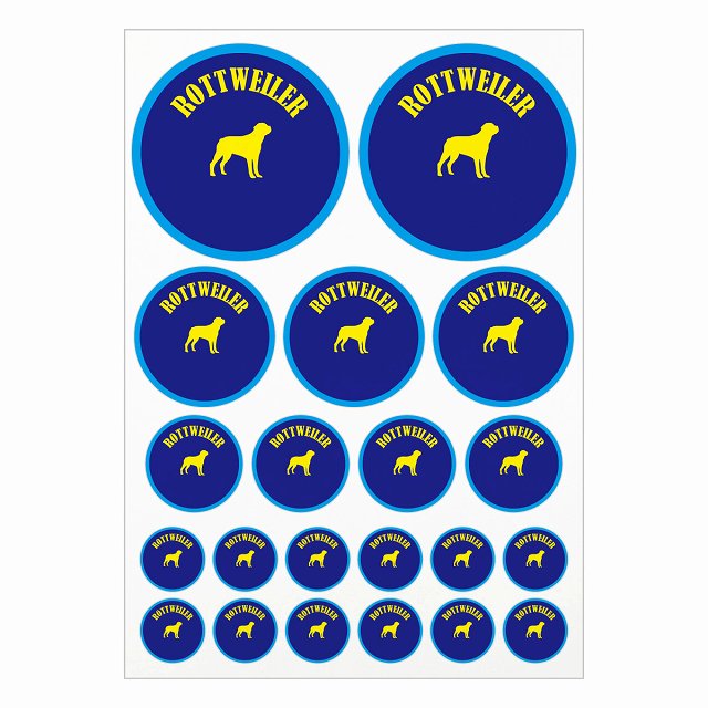 ドッグ ステッカー カラフル ロットワイラー ネイビー＆ブルー A4サイズ まとめて詰め合わせ サイズ別 ..