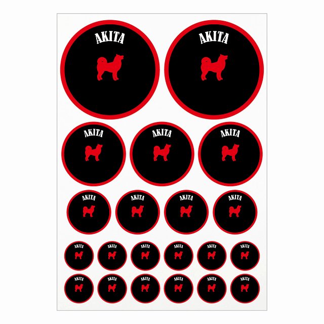 犬種別のステッカーです。ドッグフードの缶や犬小屋、車のリアガラス、給油口に貼ったり、スマホやノートパソコンなどの身の回りのものに貼ったりとたくさん使用用途がございますので是非ご活用ください。 各犬種12色を用意しました。 素材：塩ビ サイズ：A4サイズに合計21枚のステッカーを配置 直径10cmx2枚 直径6.5cmx3枚 直径4.5cmx4枚 直径3cmx12枚 ※取付時、取付箇所をきれいに拭いてください。 ※きれいに貼り付ける方法は貼りつけ箇所に中性洗剤を入れた水を吹きかけ、直後素早くシールを貼り付け、ゴムベラを使ってシールとガラスの間の水抜きを行います。きれいに水抜きを行うには、ゴムベラをガラスの真ん中から外側に向かって動かすのがポイントです。 窓ガラスの上側の水抜きをしてから、最後に下側の水抜きをします。 ※伸びやすい素材ですのできつく引っ張ったりしないでください。