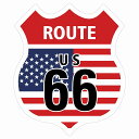 ルート66 Route66 アメリカ国旗 アメリカンフラッグ アメリカンスタイル ステッカー 12x14.2cm シール アメ雑 カーステッカー 屋外 屋内 防水 かわいい おしゃれ