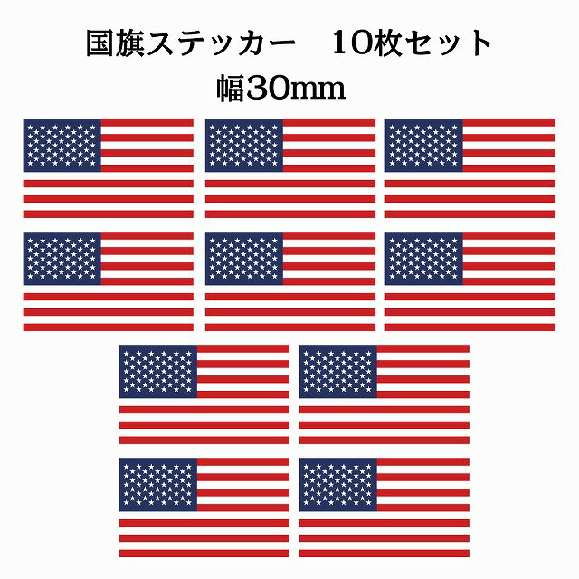 30x17mm 10枚セット アメリカ United States of America U.S.A 国旗 ステッカー シール National Flag 国 ...