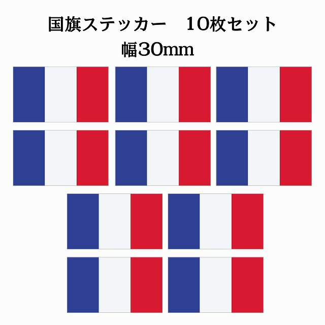 30x17mm 10枚セット フランス France 国旗 ステッカー シール National Flag 国 旗 塩ビ製 1