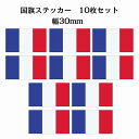 30x17mm 10枚セット フランス France 国旗 ステッカー シール National Flag 国 旗 塩ビ製