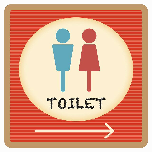 トイレ 御手洗 TOILET トイレマーク レトロ デザイン 男女マーク 右 矢印 ピクトサイン ステッカー シール 塩ビ製 サイン ウォールステッカー インテリア 施設 案内