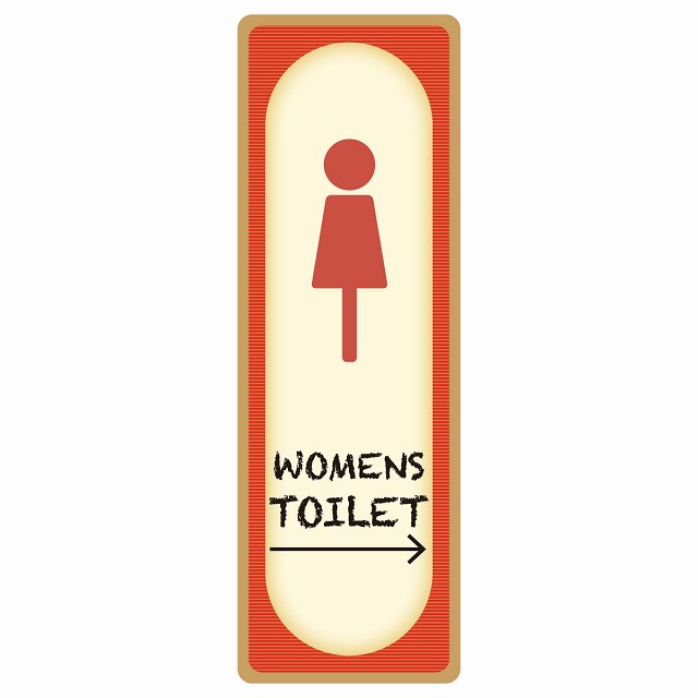 トイレ 案内 シール WOMENS レトロ デザイン 右 矢印 長方形 縦 方向案内 進路ドア 防水 屋内 屋外 サ..