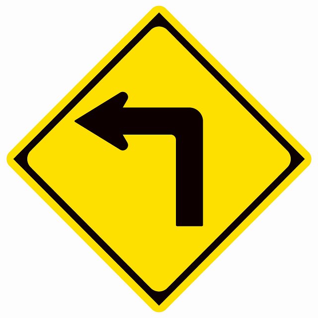 道路標識 左方屈折あり サインステッカー シール 27x27cm 交通安全 案内板 教材 ミニカー 飾る 防水 屋外 屋内