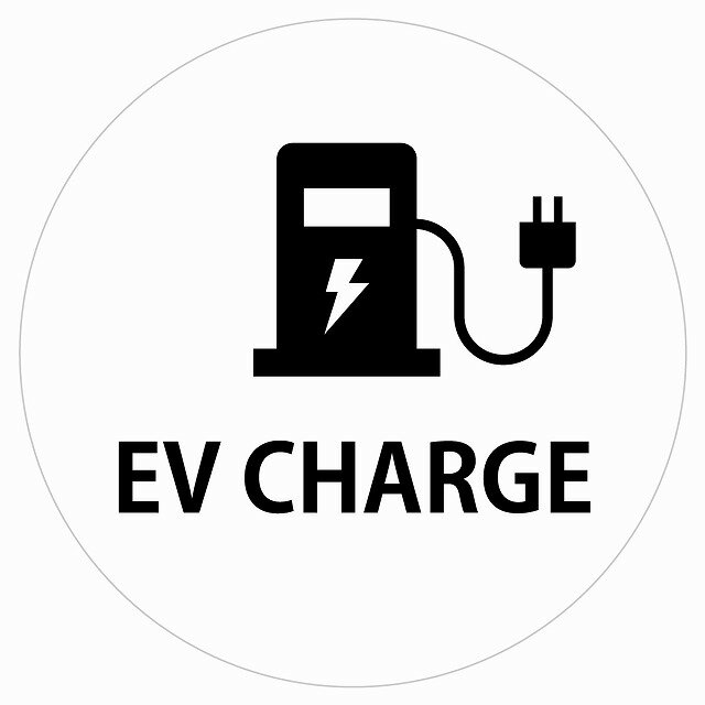 EV Charge 充電ステーション デザイン タイプ ホワイトブラック 電気自動車 充電 チャージ 充電ポート 充電ステーション ステッカー 直径13cm カーステッカー PHEV 屋外 屋内 防水 かわいい おしゃれ