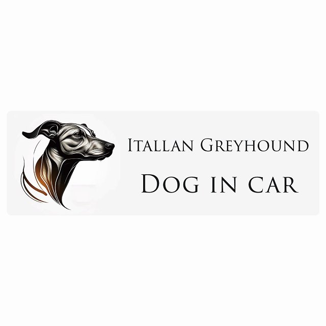 ドッグ カーステッカー イラスト付 Dog in Car イタリアングレーハウンド B タイプ セーフティサイン ..