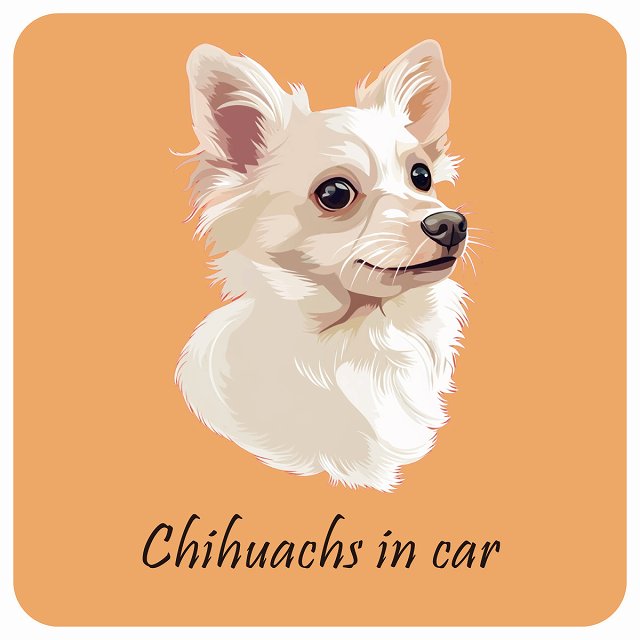 ドッグ カーステッカー イラスト付 Dog in Car チワックス 白 Aタイプ セーフティサイン 犬種別 正方形..