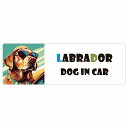 Labrador ラブラドール 犬 カーステッカー DOG IN CAR 海 麦わら帽子 サングラス 夏 15x5cm 長方形 防水 屋外 屋内 車ステッカー ステッカー 車 かっこいい おしゃれ かわいい バイク サインステッカー