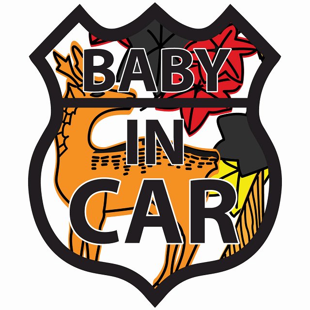 BABY IN CAR ステッカー 花札柄 紅葉に鹿 ルート66 カーステッカー シール sticker 安全対策 あおり運転 かっこいい おしゃれ かわいい 車ステッカー ステッカー 車 サインステッカー ドライブ…