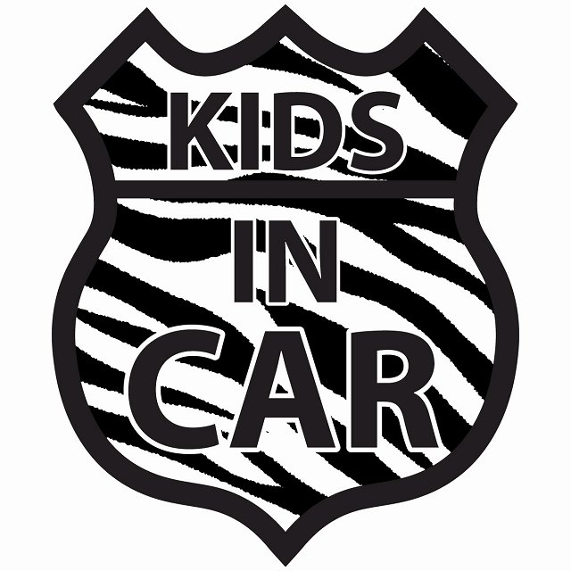 楽天雑貨屋　Cheerful（チアフル）KIDS IN CAR ステッカー ゼブラ柄 ルート66 カーステッカー シール sticker 安全対策 あおり運転 かっこいい おしゃれ かわいい 車ステッカー ステッカー 車 サインステッカー ドライブ 防水 屋外 屋内 カーサイン