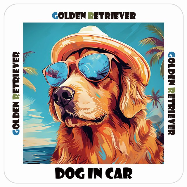 Golden Retriever ǥȥС  ƥå DOG IN CAR  ˹ 󥰥饹  13x13cm  ɿ   ֥ƥå ƥå  ä  襤 Х 󥹥ƥå