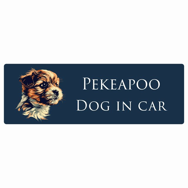 ドッグ カーステッカー イラスト付 Dog in Car ペキプー Aタイプ セーフティサイン 犬種別 長方形 20x6.7cm シール リア あおり運転対策 Dog Sticker 屋外 屋内 防水 かわいい おしゃれ 安全対策 カーサイン