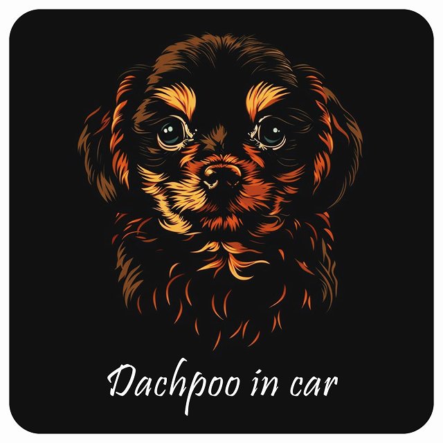 ドッグ カーステッカー イラスト付 Dog in Car ダップー Bタイプ セーフティサイン 犬種別 正方形 13x1..