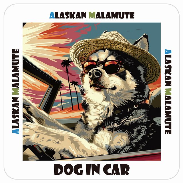 饹ޥߥ塼 Alaskan Malamute  ƥå DOG IN CAR  ˹ 󥰥饹  13x13cm  ɿ   ֥ƥå ƥå  ä  襤 Х 󥹥ƥå 
