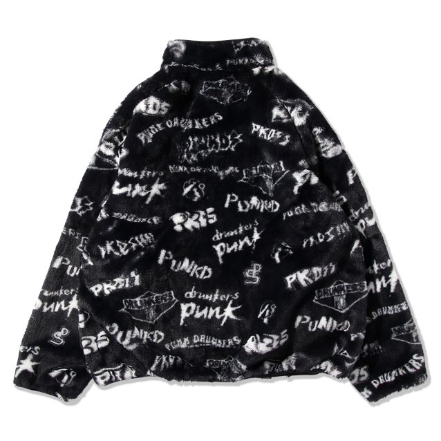 PUNK DRUNKERS パンクドランカーズ PDSロゴ総柄ファーJKT