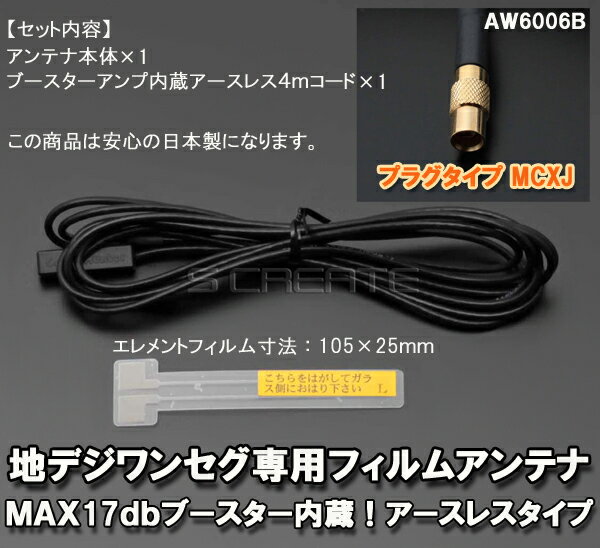 ナビの乗せ変え、補修等に！ 【サンヨーゴリラ】 地デジ対応 フィルムアンテナ ＋4mコードセット【MCXJ】