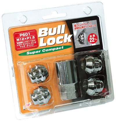 協永産業 ブルロック スーパーコンパクト・ロックナット 袋タイプ 19/21HEX M12×P1.5 4pcs クロームメッキ / Bull Lock Super Compact Lock Nuts (P601) KYO-EI
