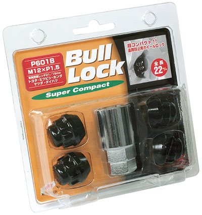 協永産業 ブルロック スーパーコンパクト・ロックナット 袋タイプ 19/21HEX M12×P1.5 4pcs ブラック / Bull Lock Super Compact Lock Nuts (P601B) KYO-EI