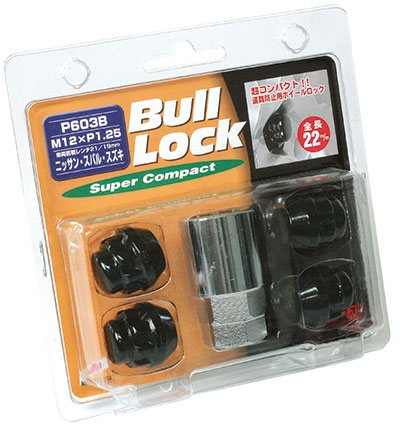 協永産業 ブルロック スーパーコンパクト・ロックナット 袋タイプ 19/21HEX M12×P1.25 4pcs ブラック / Bull Lock Super Compact Lock Nuts (P603B) KYO-EI