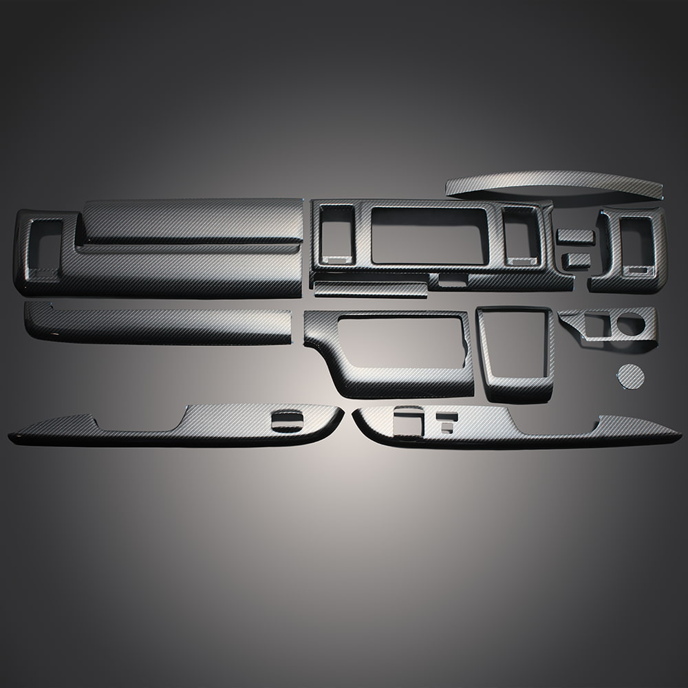 ハイエース / レジアスエース 200系(TRH2##/GDH2##/KDH2##) 4型以降 標準ボディ ウォーベンカーボン 15ピース 3D立体 インテリアパネル 高品質 / フェガーリ FEGGARI