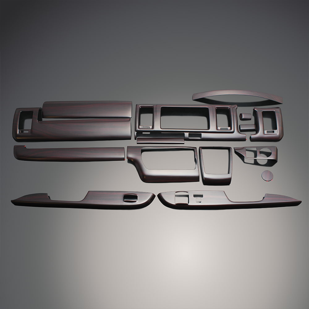 FEGGARI ハイエース / レジアスエース 200系(TRH2##/GDH2##/KDH2##) 4型以降 標準ボディ ローズウッド 15P 3D立体 ヴィンテージ インテリアパネル 高品質 / VTPL10 フェガーリ