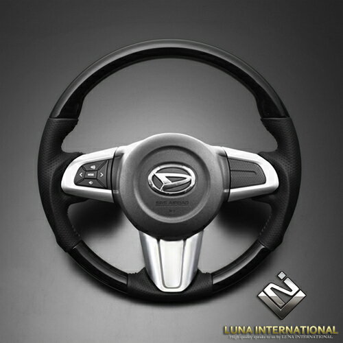(ルナインターナショナル) ウェイク LA700/LA710 [2013/10〜] 黒木目 ガングリップ ウッド＆レザーステアリング / LUNA INTERNATIONAL