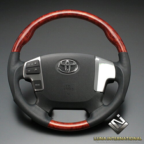 ハイエース/レジアスエース 200系 4型以降 (TRH2##/GDH2##/KDH2##) [2013/12〜] 茶木目 ガングリップ ウッド＆レザーステアリング / フェガーリ FEGGARI ルナ インターナショナル