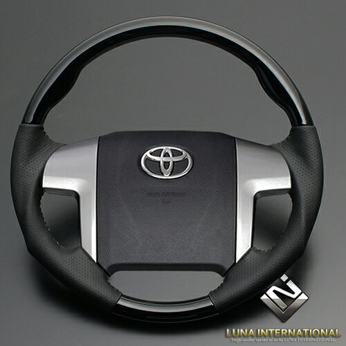 (ルナインターナショナル) エスティマ ハイブリッド AHR20W [2006/6～] ピアノブラック ガングリップ ウッド&レザーステアリング / 純正交換