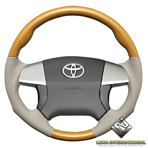 (ルナインターナショナル) カムリ ACV40/ACV45 [2006/1～2011/9] 黄木目/グレージュ ガングリップ ウッド&レザーステアリング / 純正交換