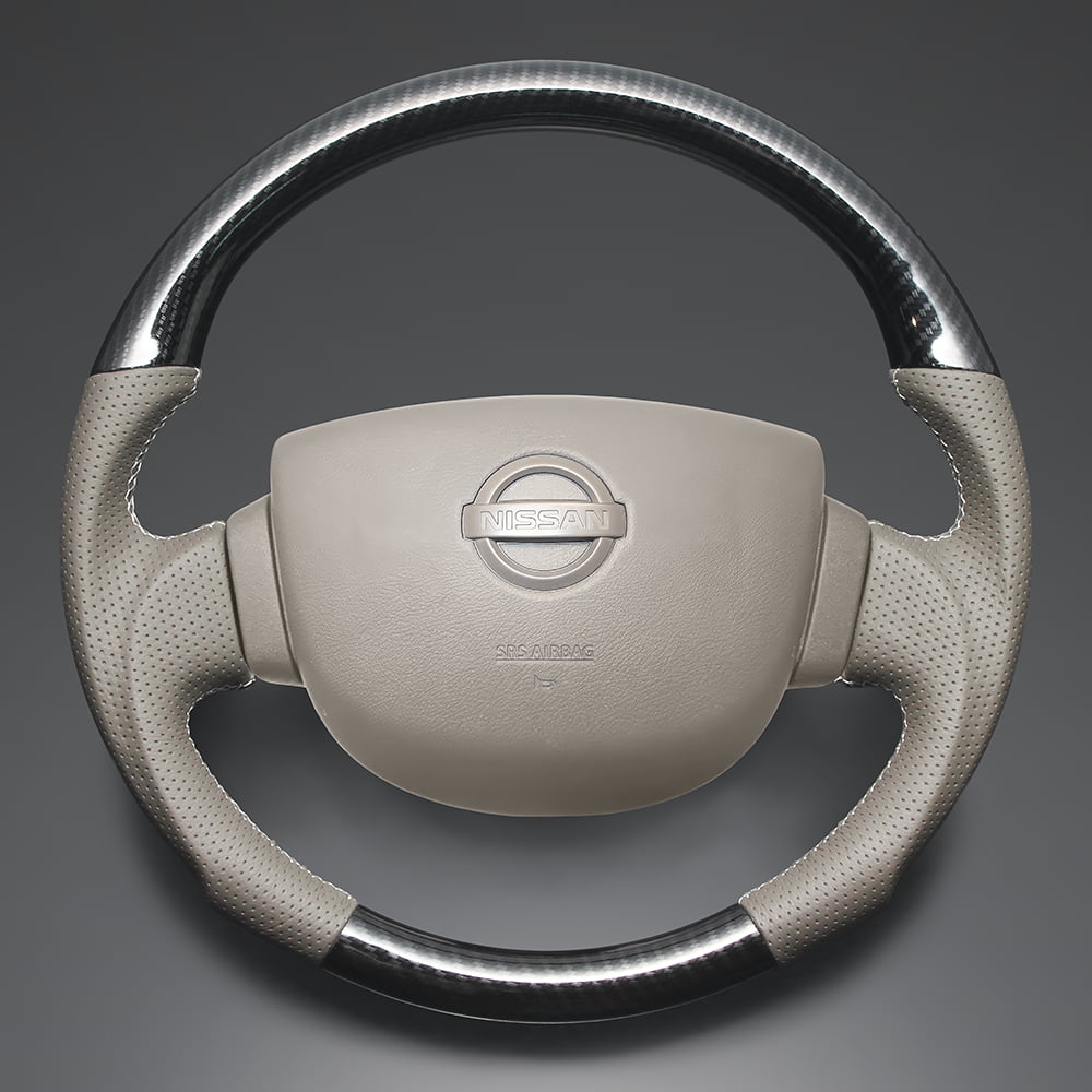 FEGGARI NV100クリッパー DR17V ウッド＆レザーステアリング(純正交換) ブラックカーボン調 x PVC(ベー..