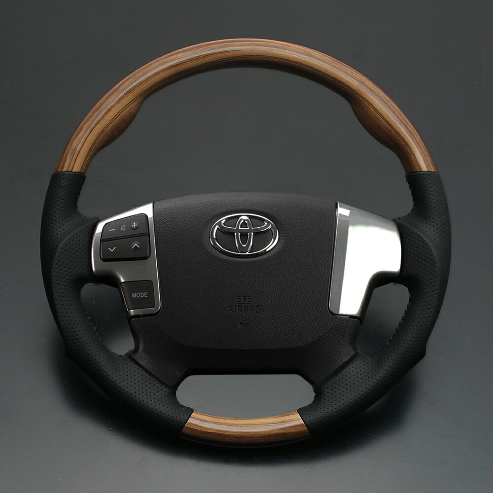 ハイエース/レジアスエース 200系 4型以降 (TRH2##/GDH2##/KDH2##) [2013/11〜] アッシュブラウン ガングリップ ヴィンテージ ウッド＆レザー ステアリング / フェガーリ FEGGARI ルナ インターナショナル