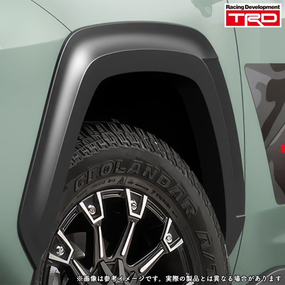 最新の適合情報は、TRDカタログサイトをご確認ください。(www.trdparts.jp/) DETAIL 材質：樹脂(PPE) 全幅：オリジナルより約10mmプラス 車種 型式 年式 備考 RAV4 MXAA5#,AXAH5# '19.4- 塗装色:艶消し黒 Adventure/Adventure"OFFROAD package" 装着条件 以下を除く ドアエッジプロテクター(メッキ調、樹脂製)(純正用品)、 プロテクターキット(モデリスタ)、バンパープロテクター(モデリスタ)付車 ※必ず適合をご確認の上、ご購入下さい。 ※品番違い等による返品・交換は致しかねます。 ■配送先注意事項 北海道・本州への送料は無料です。 ※沖縄・離島への配送は承っておりません。 ■在庫について 　在庫がない商品でも、予約注文という形で注文をお受けしております。 　お客様が注文したタイミングで在庫状況を確認いたしますので、タイミングが前後する可能性があります。 　受注生産品もございますので、注文後のキャンセルはご遠慮ください。 ■備考 　お客様都合の注文後のキャンセル、購入後の返品は受け付けていません。 　中身違い・破損等に関しては商品到着後3日以内にご連絡下さい。 　ご不明な点・ご質問等は必ずご注文前にお問い合わせ下さいます様お願いします。 ※最新の適合データに関しましては、必ずメーカーページにてご確認下さい。 ※商品の改良等により適合条件が変更になる場合もございます。 ※予告なくメーカーにて商品生産終了となる場合もございます。