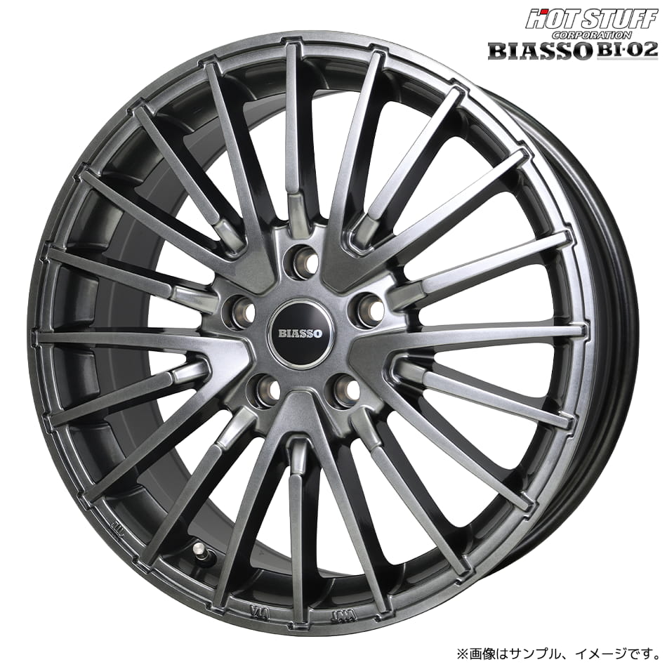 ビアッソ BI-02 ホイール1本 18x8.0J 5H 112 +42 ハイパーガンメタ(HGM) / 18インチ ホットスタッフ HOT STUFF 輸入車用 BIASSO BI02 AUDI (アウディ) 13R 球面座
