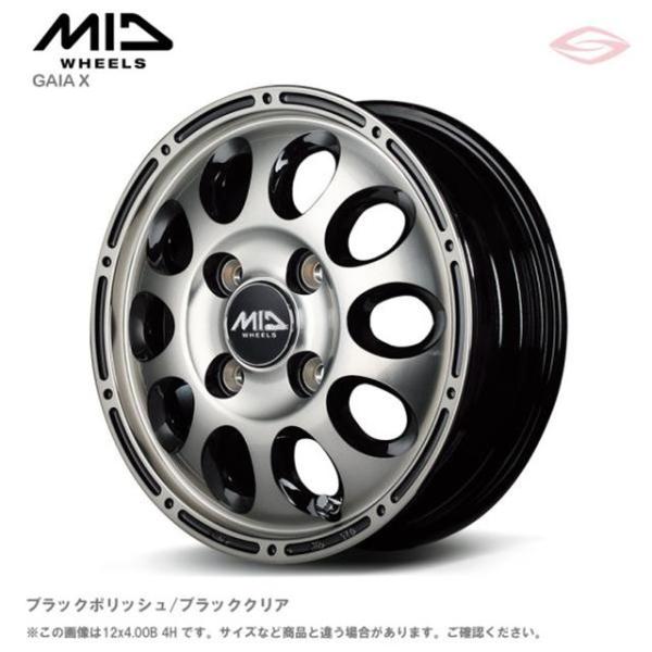 MIDホイールズ ガイア クロス ホイール1本 12x3.5B 4H 100 +45 BP／BC　ブラックポリッシュ／ブラッククリア/12インチ MID WHEELS GAIA-X
